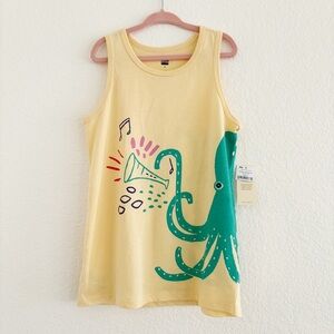 NWT Tea Collection Yellow Tank Top with Green Octopus Size 8